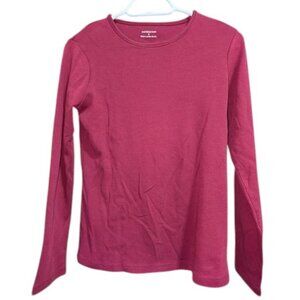 Croft and Barrow Long Sleeve Crewneck Wine Burgundy 100% Pima Cotton Top Shirt S